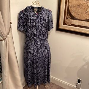 VINTAGE CARRIAGE COURT DRESS SIZE 12 NAVY & WHITE